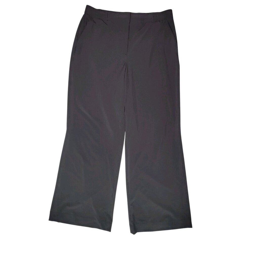 WHBM Luna Wide Leg High Rise Black Trouser Pants Elastic Waist 14